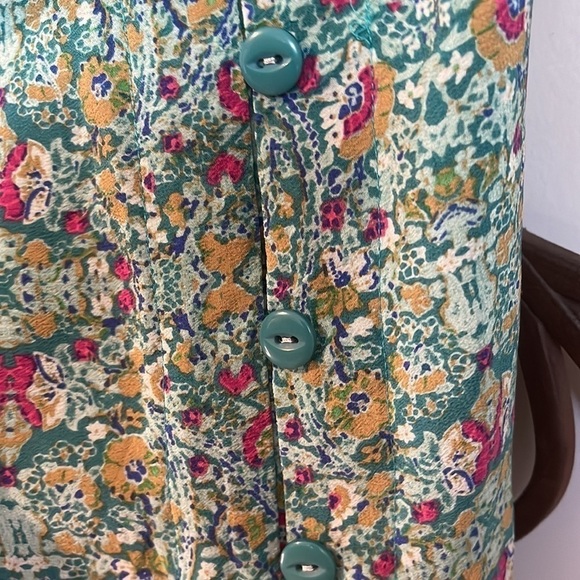 NWOT ANTHROPOLOGIE MAEVE MERET 100% SILK TUNIC TURQUOISE/PINK SIZE 10 - Picture 12 of 13